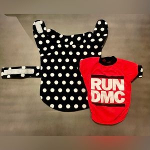 Dog 🐶 Run DMC T Shirt and 🐶 Polka Dot Fleece Sweater